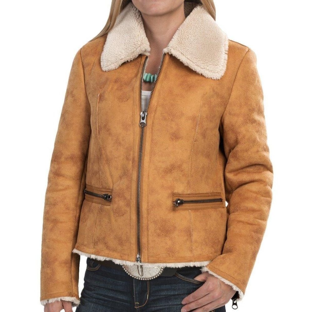 New dylan Distressed Cabin Coat-Faux Shearling Size M